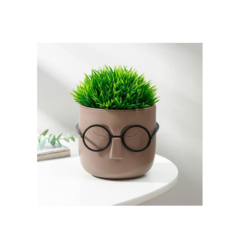 Кашпо Idea Стив со вставкой, французcкий серый, диаметр 115 мм, объем 0.65 л