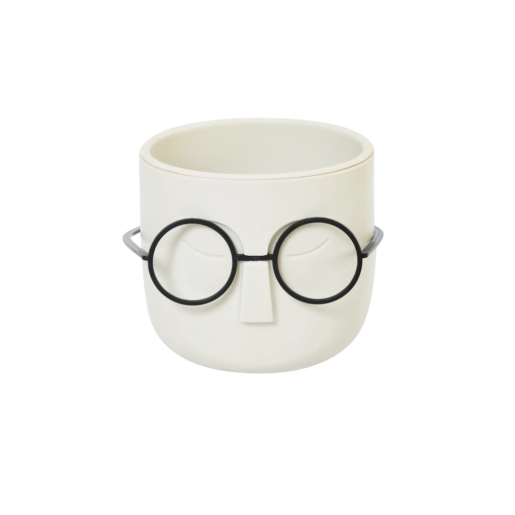 Кашпо Idea Стив со вставкой, белый ротанг,  диаметр 115 мм, объем 0.65 л