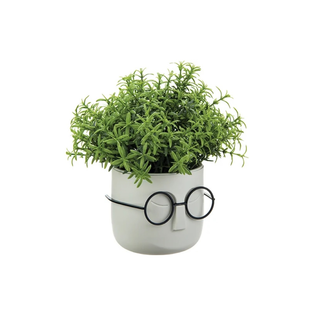 Кашпо Idea Стив со вставкой, белый ротанг,  диаметр 115 мм, объем 0.65 л