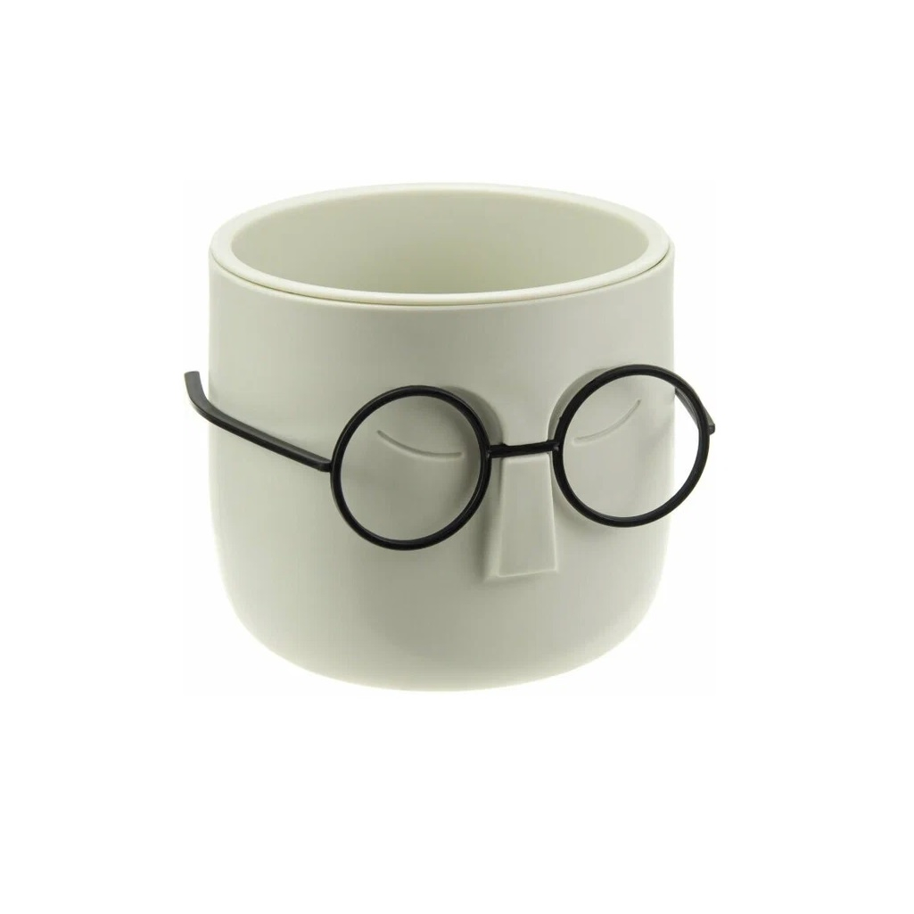 Кашпо Idea Стив со вставкой, белый ротанг,  диаметр 115 мм, объем 0.65 л