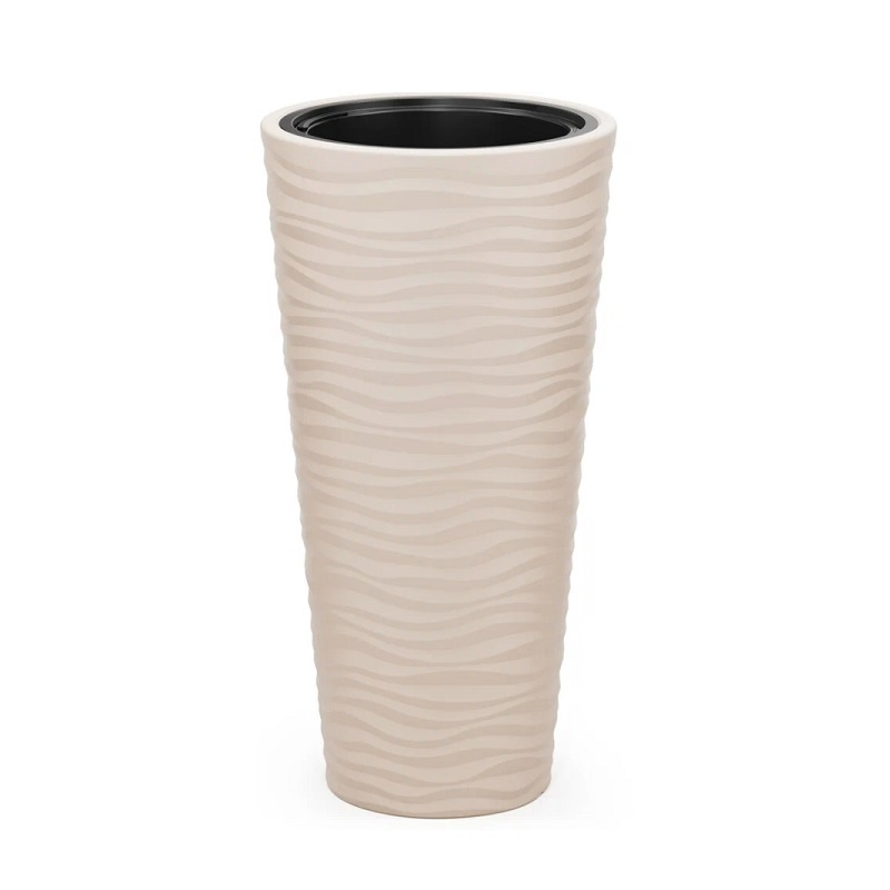 Кашпо напольное Альтернатива Оазис, светло-бежевое со вставкой 13/63 л