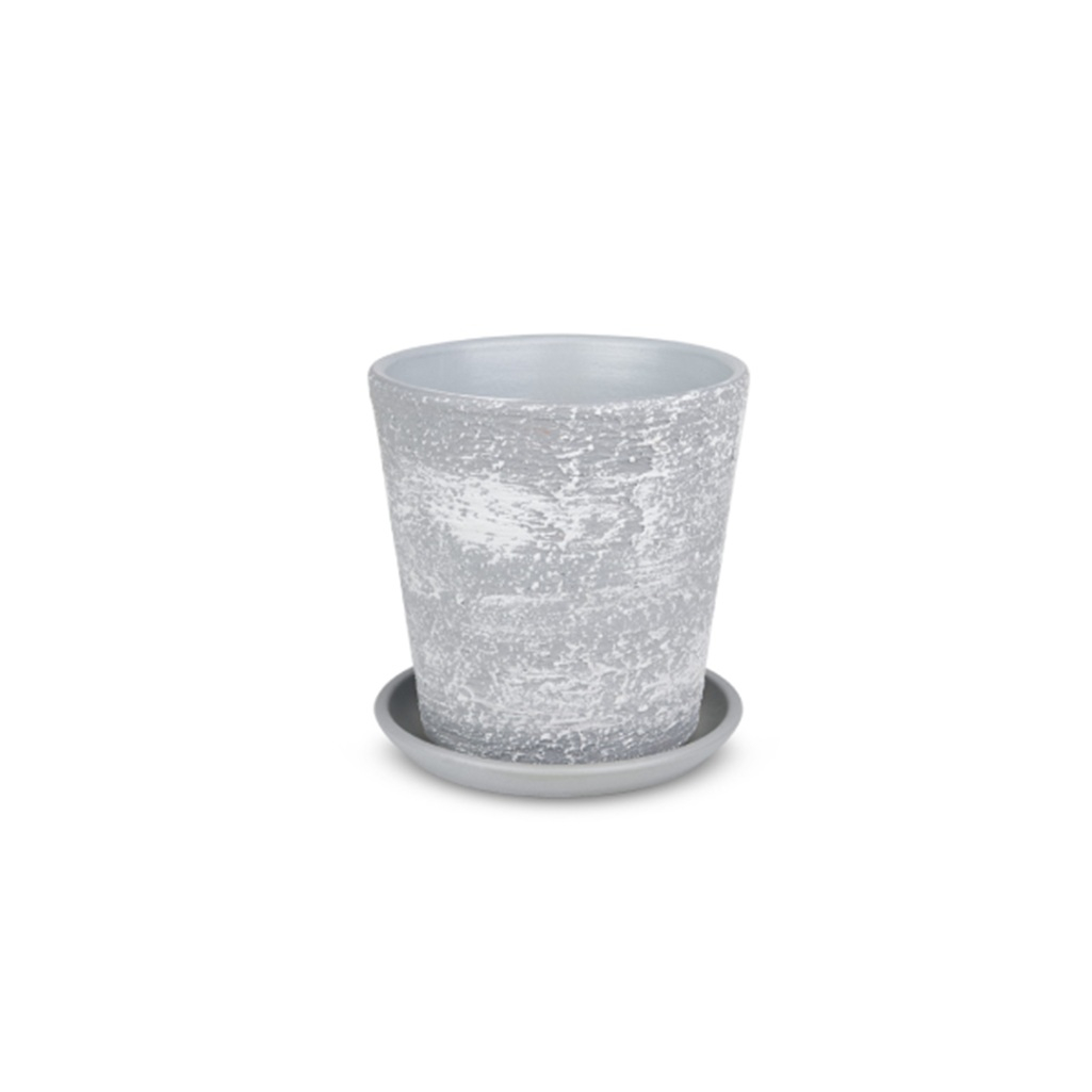 Горшок Лофт №4 конус серо-белый с поддоном d-18см, h-19см, 2.6 л