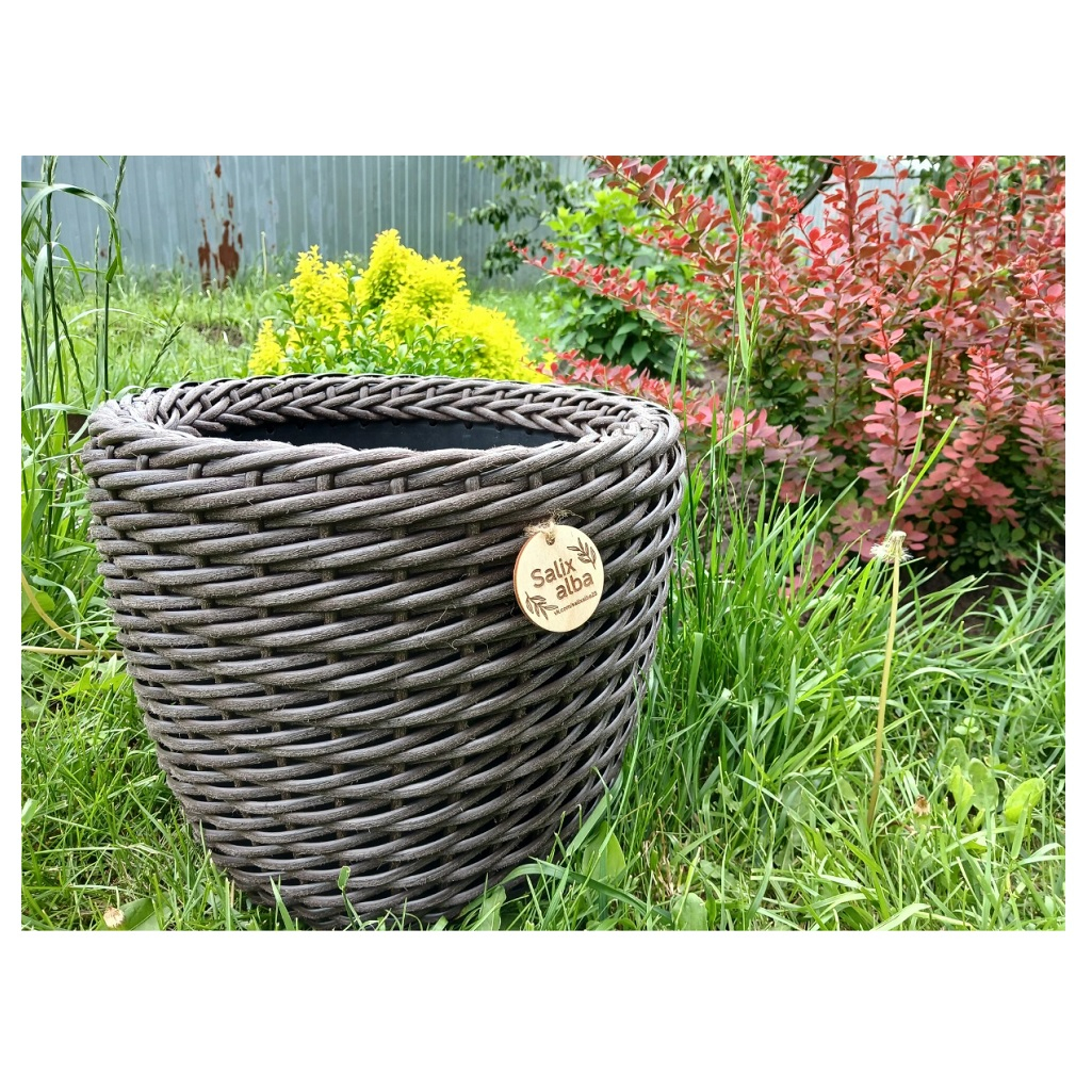 Кашпо из ротанга, цвет шоколадный, 16 л для комнатных растений, балконных цветов и уличного декора