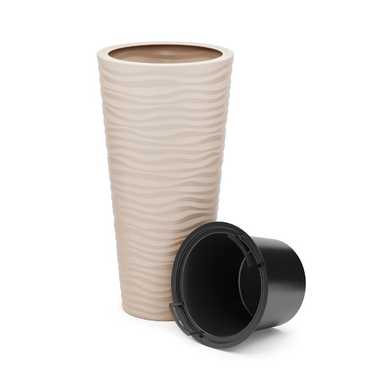 Кашпо напольное Оазис, с внутренним горшком,  светло-бежевое 43 л