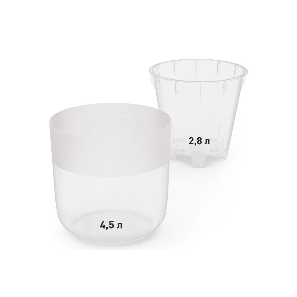 Горшок цветочный ЗПИ Альтернатива Линель 4.5 л, двойной, прозрачный, М8406