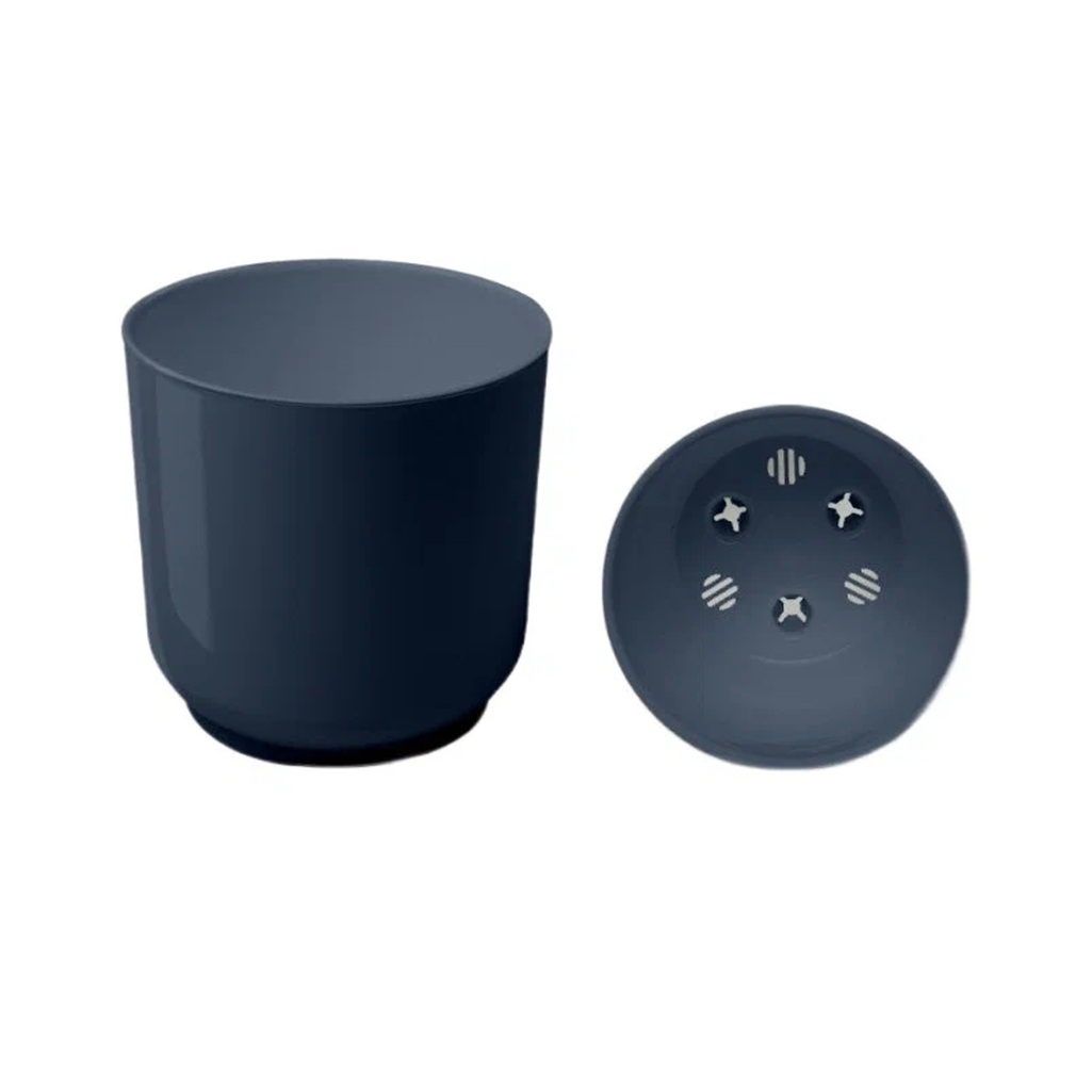 Горшок для цветов Liveingreen Дельта Д13-12 с вкладкой, пластик, антрацит, 13х13.5 см, 1.5 л