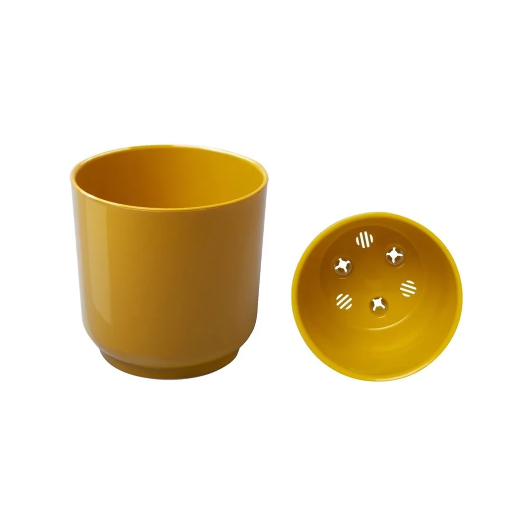 Горшок для цветов Liveingreen Дельта Д13-34 с вкладкой, пластик, медовый, 13х13.5 см, 1.5 л