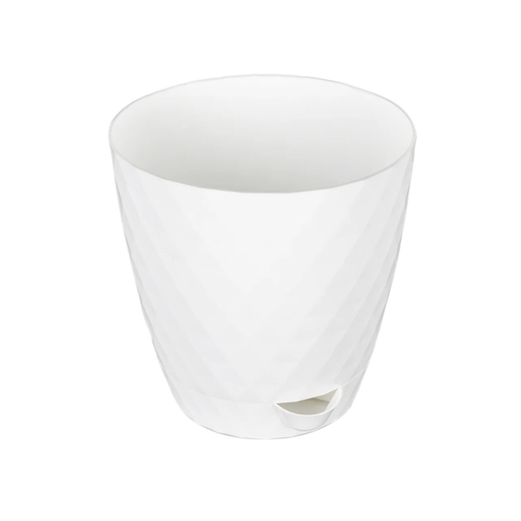 Горшок для цветов с прикорневым поливом Plast Avenue Румба, пластик белый, диаметр 14 см, высота 14.5 см, объем 1.5 л