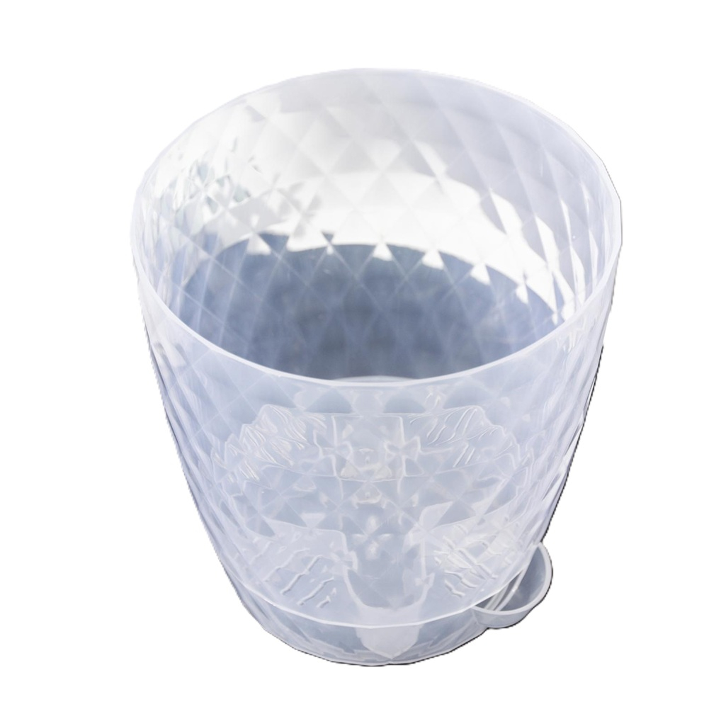 Горшок для цветов Румба с прикорневым поливом, пластик, прозрачный, 14х14.5 см, 1.5 л