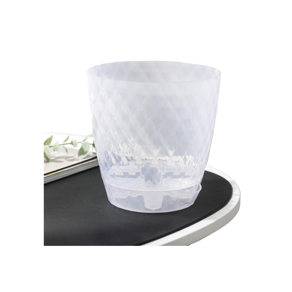 Горшок для цветов Румба с прикорневым поливом, пластик, прозрачный, 14х14.5 см, 1.5 л