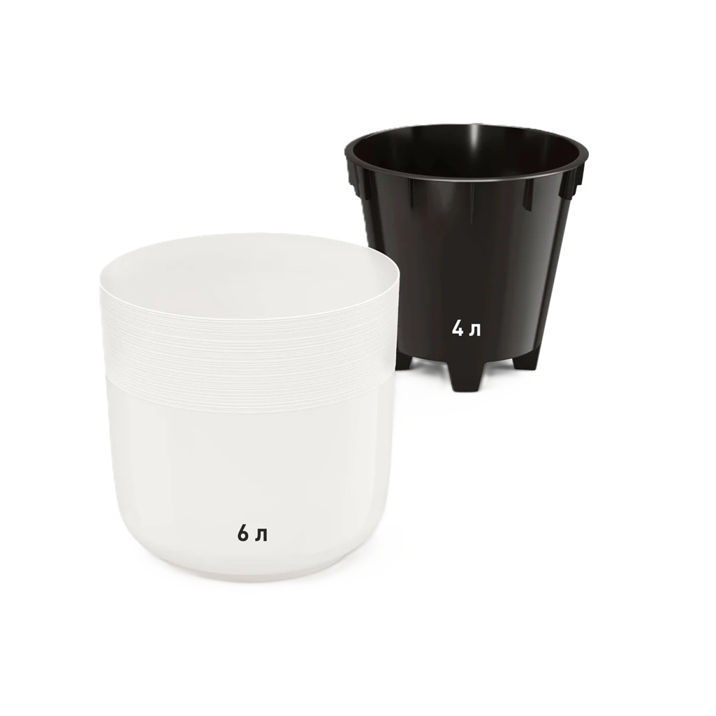 Горшок цветочный Альтернатива Линель двойной, пластик, белый, 6 л