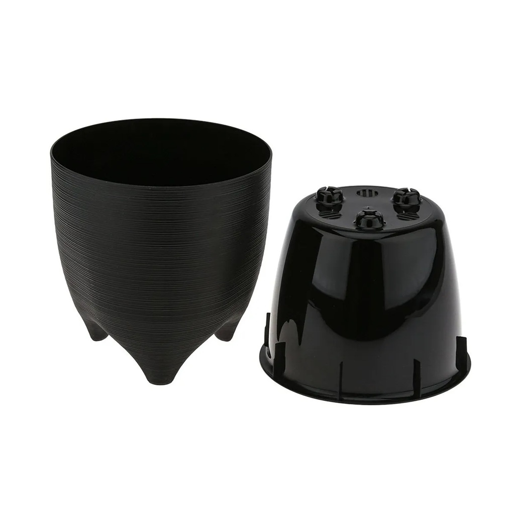 Горшок для цветов Ливингрин Де Коста с вкладкой, пластик, черный, 16х16 см, 2.25 л