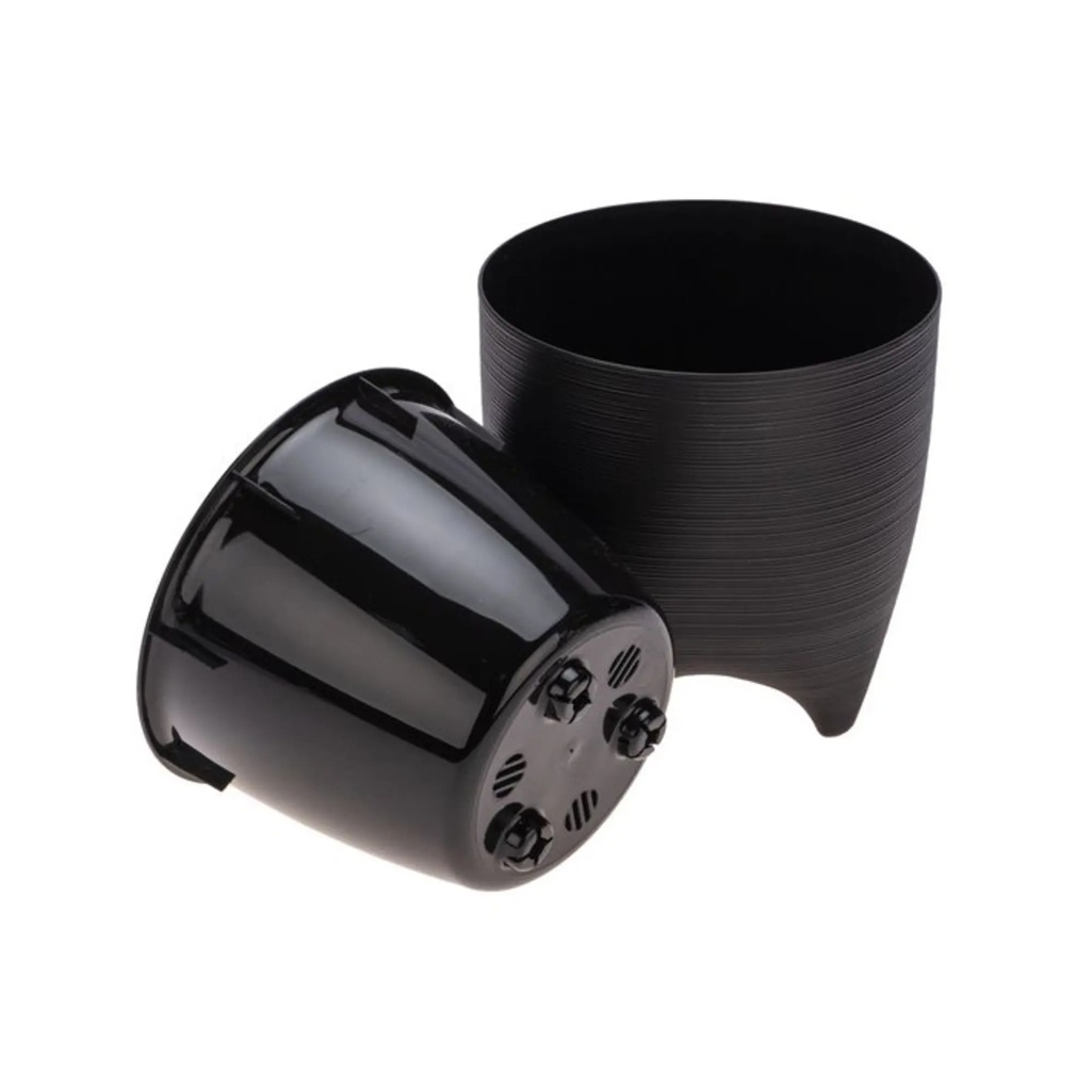 Горшок для цветов Ливингрин Де Коста с вкладкой, пластик, черный, 16х16 см, 2.25 л