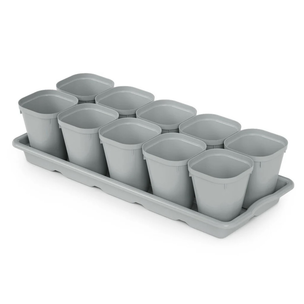 Ящик для рассады Альтернатива М8236, набор 10 стаканчиков на поддоне, 300 мл, 412х165х97 мм 