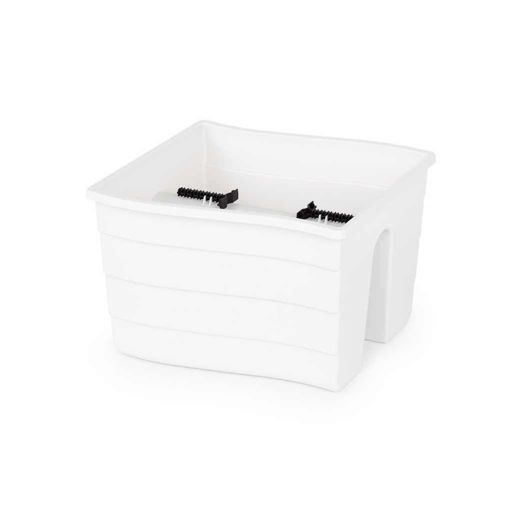 Кашпо для цветов Альтернатива Жемчужина, на перила, белое, 295х285х200 мм, М8913