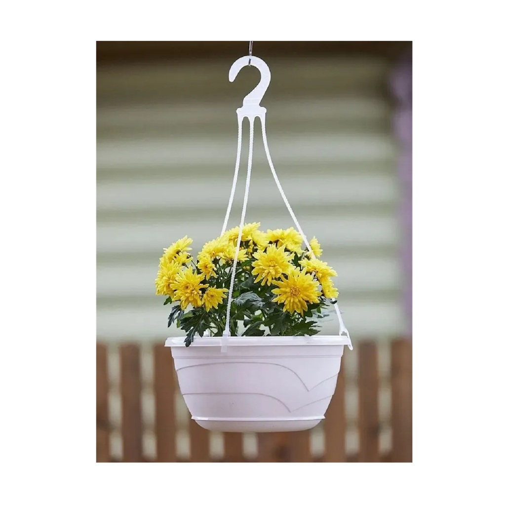 Горшок цветочный подвесной Венеция d 25.5 см, пластик, белый, 4 л