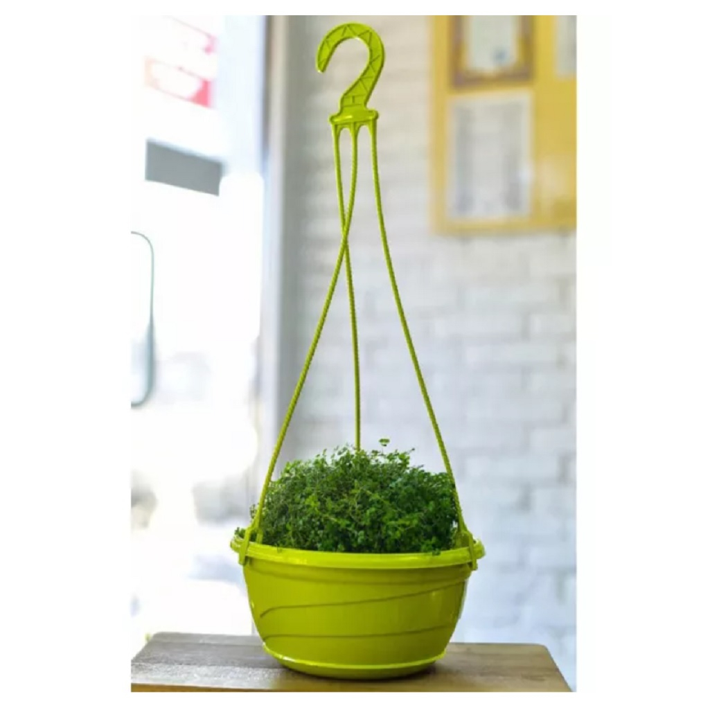 Горшок подвесной Венеция d-255 мм, круглый, фисташковый с поддоном, 4 л