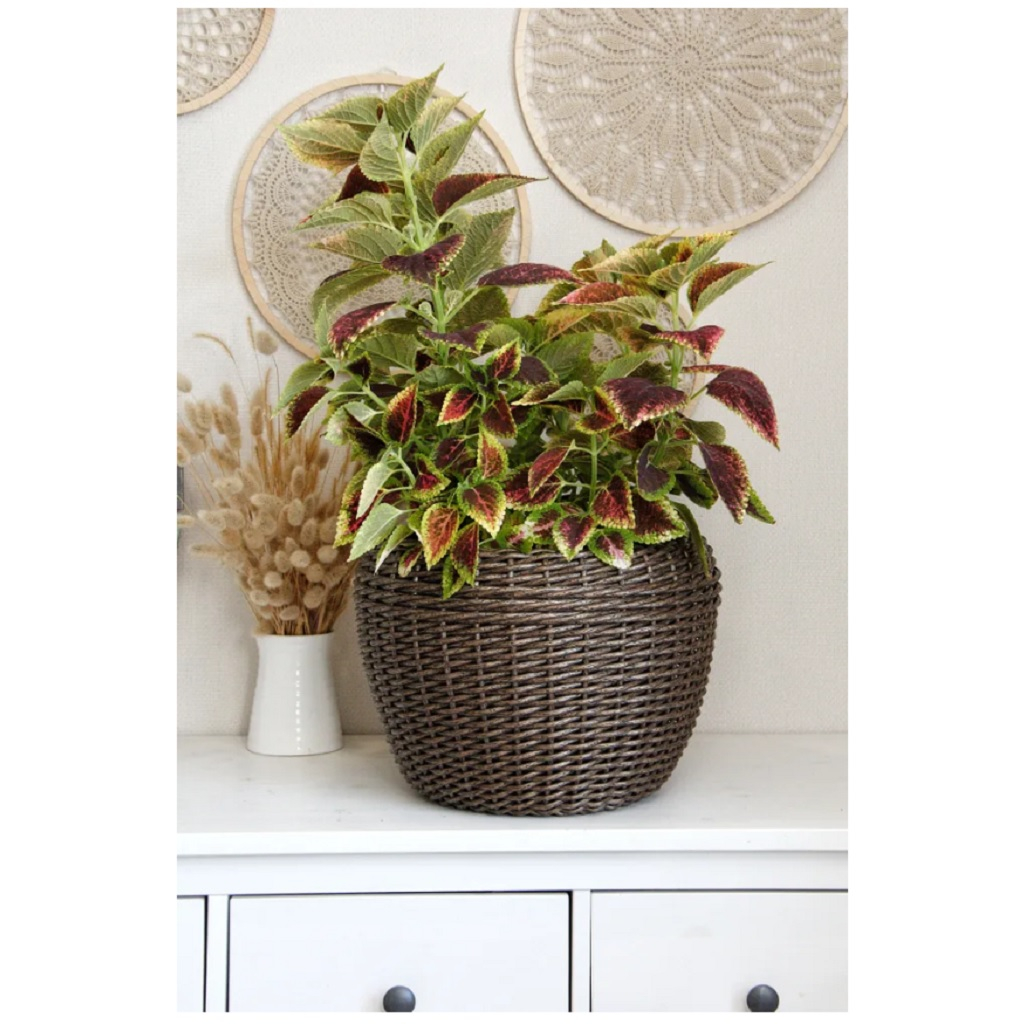 Кашпо из ротанга Цилиндр, устойчивость к влаге, устойчивая конструкция, цвет бронза, 16 л