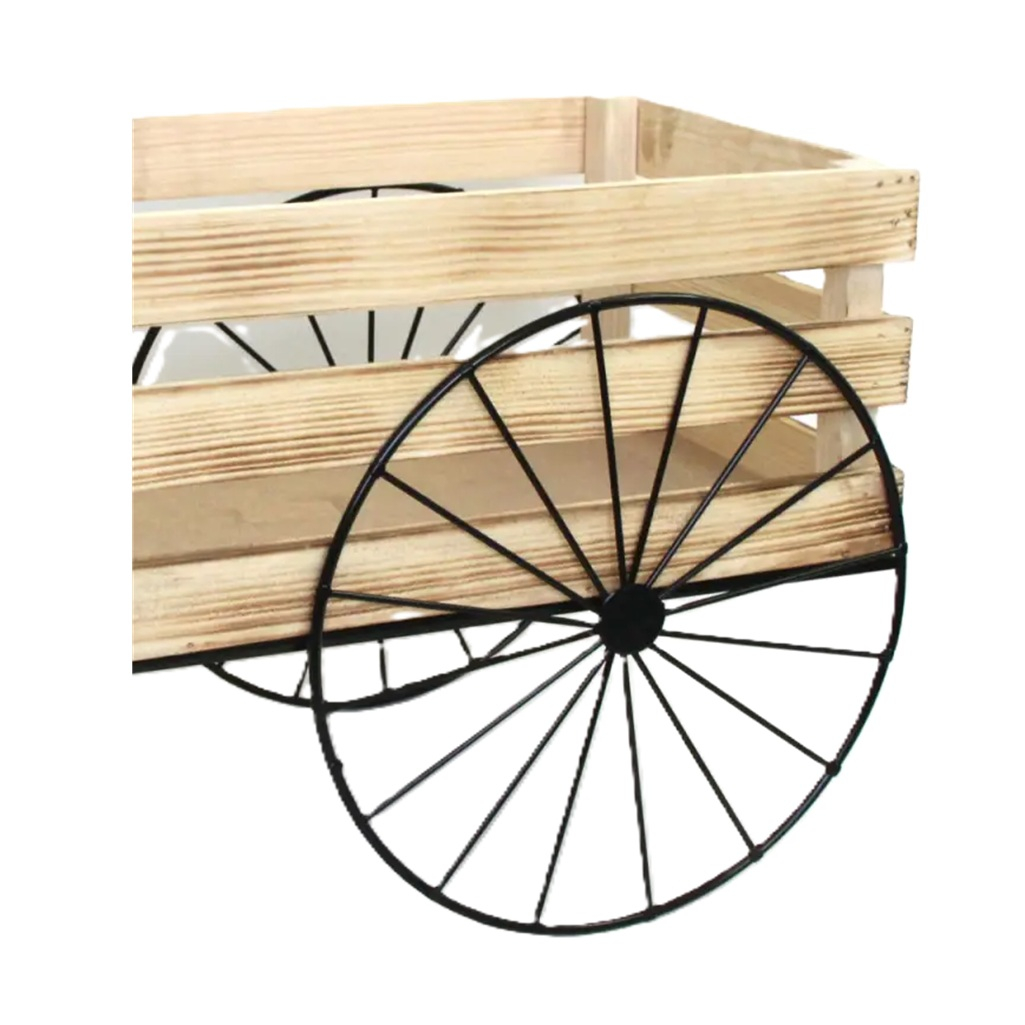 Подставка для цветов Телега, 4 колеса, металл, дерево, 280х310х500 мм