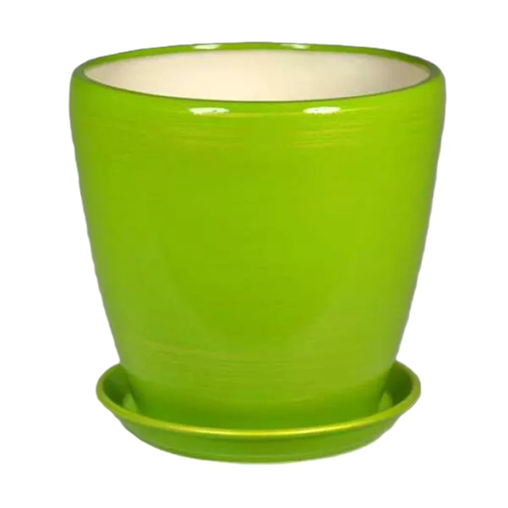 Горшок для цветов Грация глянец, керамика, салатовый с золотым, 31х33 см, 20 л