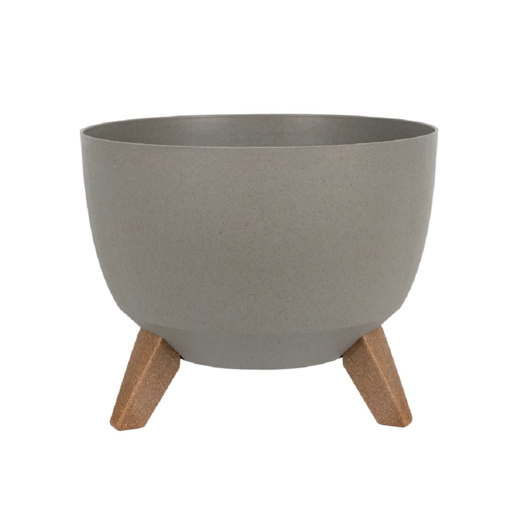 Кашпо Roma Eco recycled beton, на ножках, серый бетон, с поддоном, до 7 кг, 23х29 см, 9,3 л