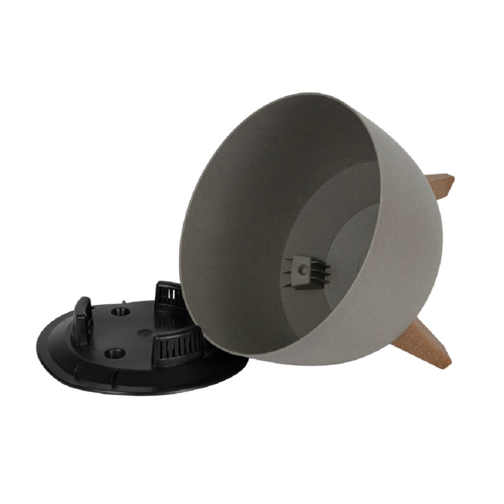 Кашпо Roma Eco recycled beton, на ножках, серый бетон, с поддоном, до 7 кг, 23х29 см, 9,3 л