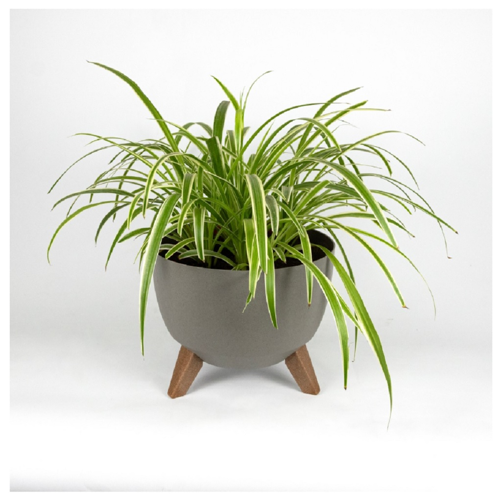 Кашпо Roma Eco recycled beton, на ножках, серый бетон, с поддоном, до 7 кг, 23х29 см, 9,3 л