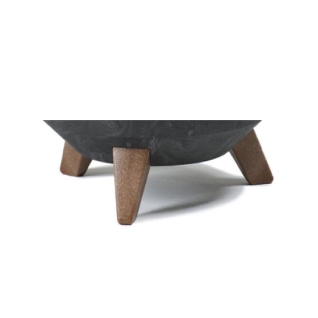 Кашпо Roma Eco recycled beton на ножках, черный бетон 23х29 см, с поддоном, до 7 кг, 9.3 л