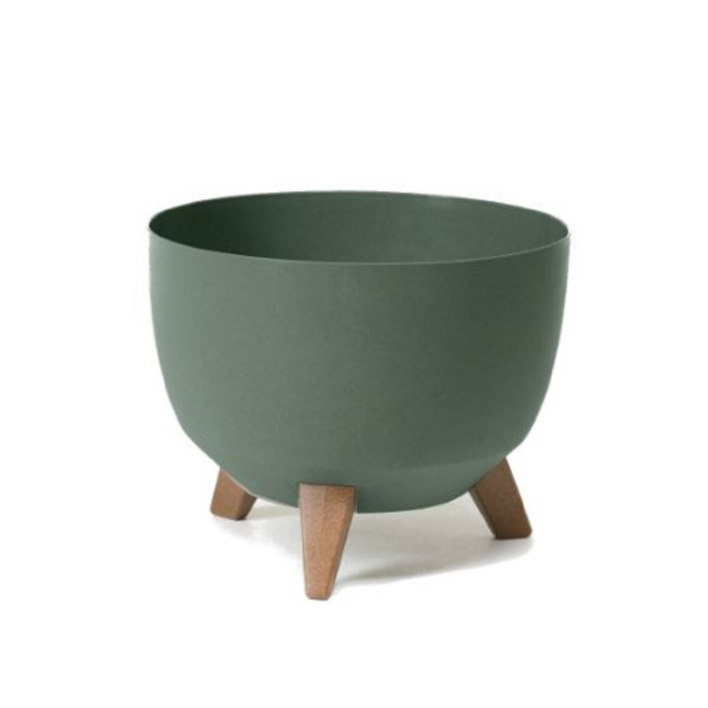 Кашпо Roma Eco 062537 recycled beton на ножках, с поддоном, до 7 кг, зеленое 23х29 см, 9.3 л