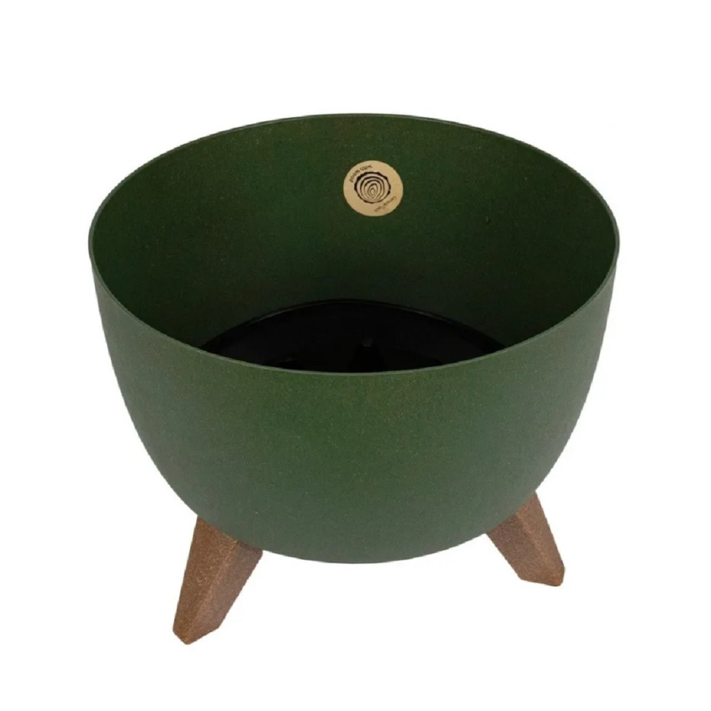 Кашпо Roma Eco 062537 recycled beton на ножках, с поддоном, до 7 кг, зеленое 23х29 см, 9.3 л