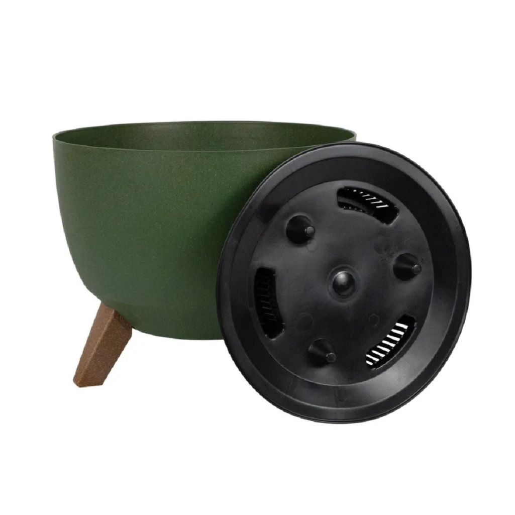 Кашпо Roma Eco 062537 recycled beton на ножках, с поддоном, до 7 кг, зеленое 23х29 см, 9.3 л