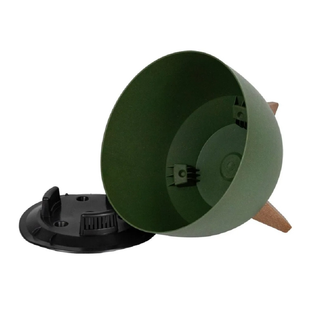 Кашпо Roma Eco 062537 recycled beton на ножках, с поддоном, до 7 кг, зеленое 23х29 см, 9.3 л