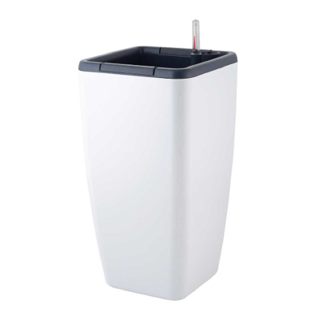 Горшок Ingreen Munchen с автополивом и вставкой, квадратный, белоснежный жасмин 8-20 л