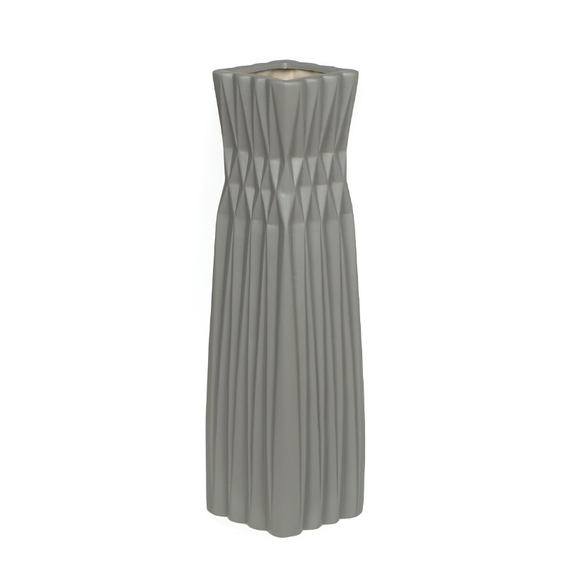 Ваза напольная Геометрия для сухоцветов керамика 60 см Y3-1305, серая