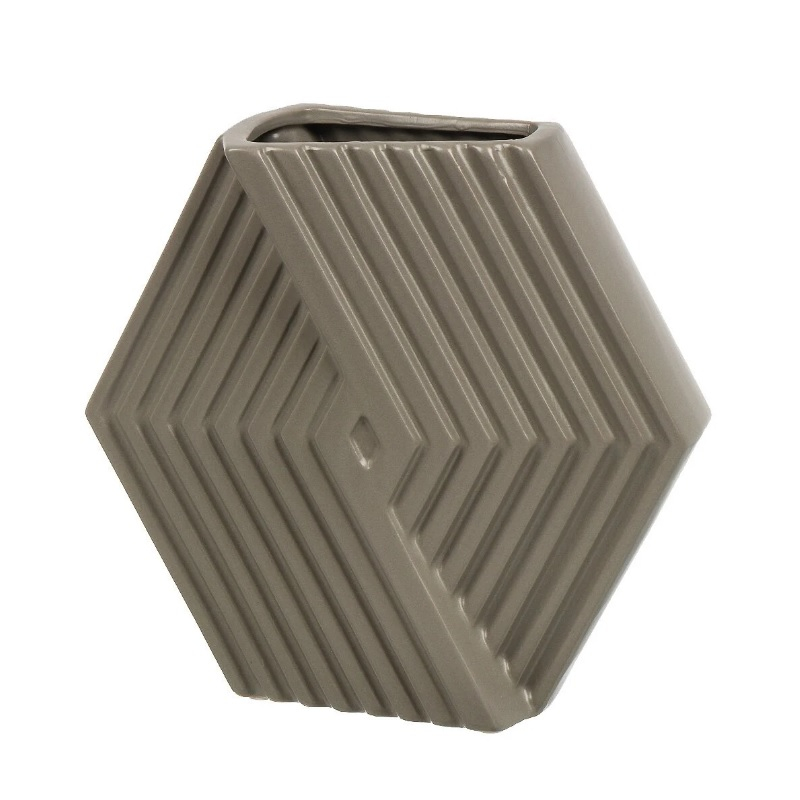 Ваза керамика, настольная, 25 см, Геометрия, Y4-7251, 25х10х23, песочно-серая
