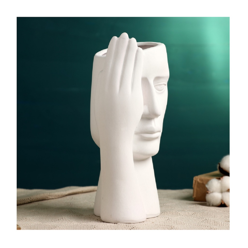 Кашпо-ваза фигурное для цветов Взгляд, керамика, белое, 1.3 л, 100х130х280 мм