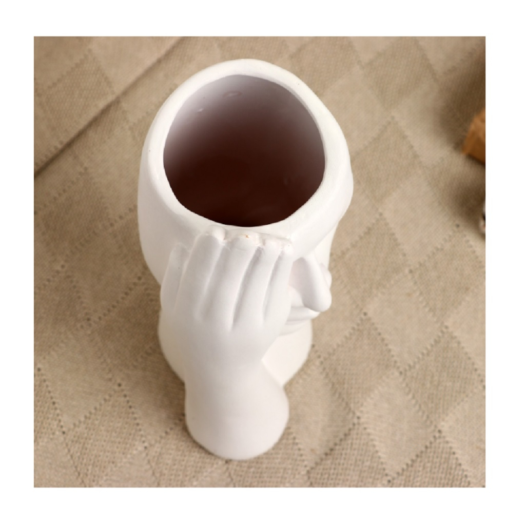 Кашпо-ваза фигурное для цветов Взгляд, керамика, белое, 1.3 л, 100х130х280 мм