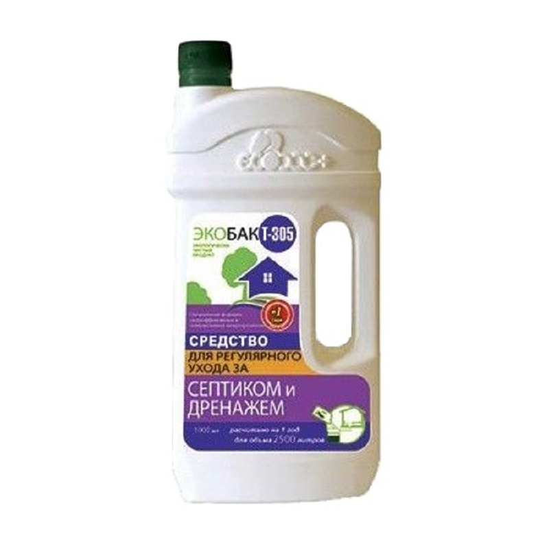 Средство для регулярного ухода Экобак Т-305 за септиком и дренажом Экобак, 1000 мл