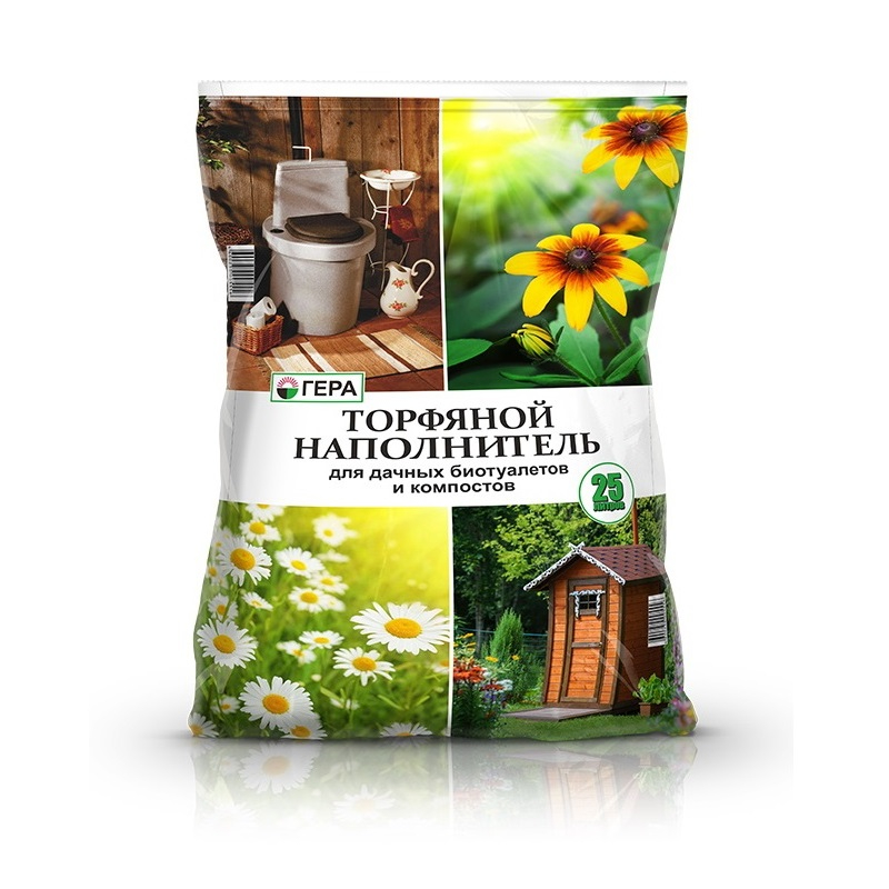 Торфяной наполнитель для дачных биотуалетов и компостов 25 л Гера 00302