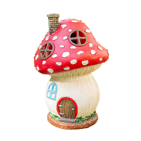 Фигура садовая Чудесный Сад 618 Домик Мухомора на солнечной батарее, полирезина h19.8 см