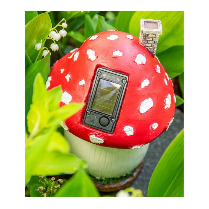 Фигура садовая Чудесный Сад 618 Домик Мухомора на солнечной батарее, полирезина h19.8 см