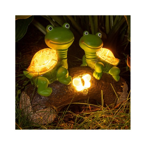 Фигура садовая Чудесный Сад 019 Черепашки, на солнечной батарее, полирезина L25хH21 см