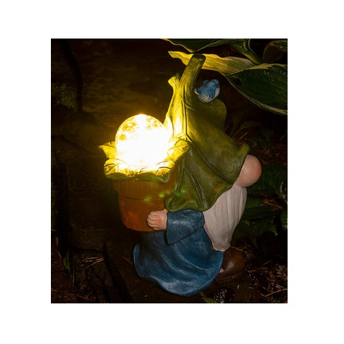 Фигура садовая Чудесный Сад 210 Цветочный гном на солнечной батарее, полирезина h27.5 см