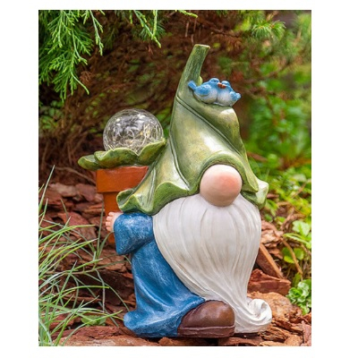 Фигура садовая Чудесный Сад 210 Цветочный гном на солнечной батарее, полирезина h27.5 см