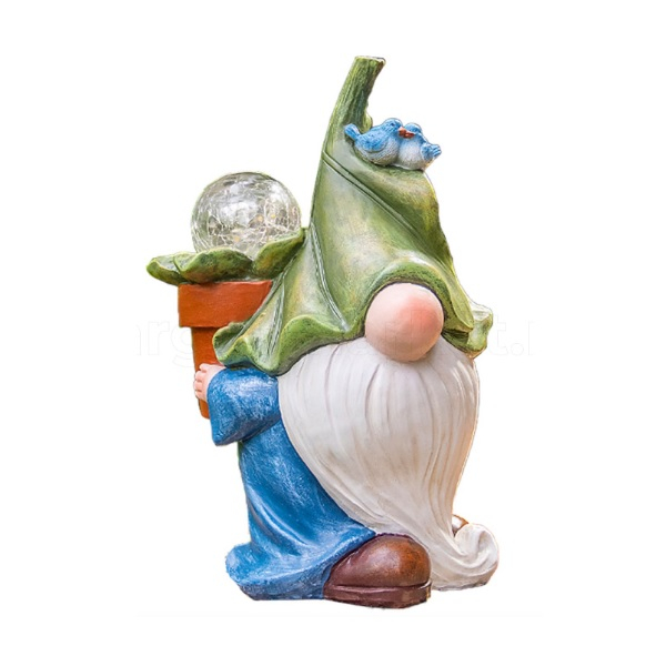 Фигура садовая Чудесный Сад 210 Цветочный гном на солнечной батарее, полирезина h27.5 см