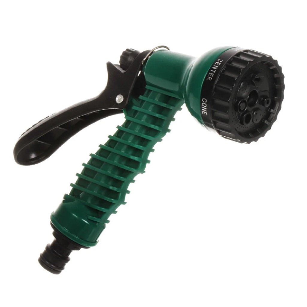 Шланг поливочный, 6 атм, 7.5 м, Three 3 House, латекс, с пистолетом, адаптером, растягивающийся