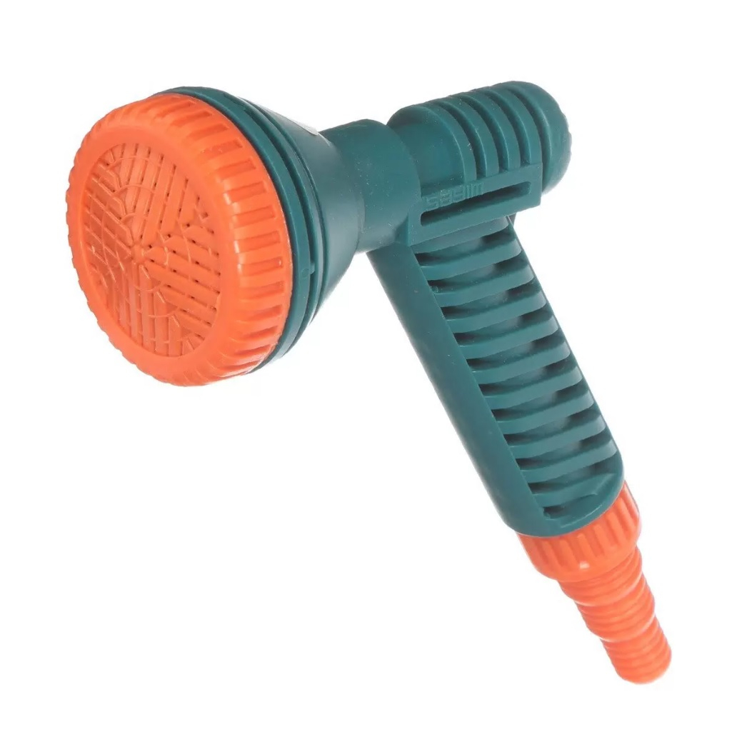 Душ-пистолет поливочный на шланг для сада 1/2 - 5/8 - 3/4, оранжево-серый