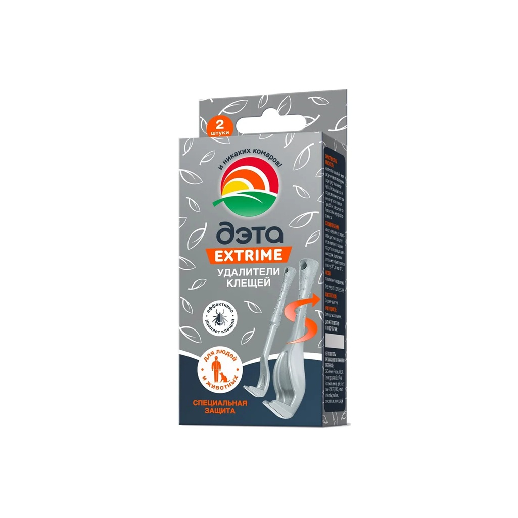 Удалитель клещей ДЭТА Extrime для людей и животных, 2шт 66790804
