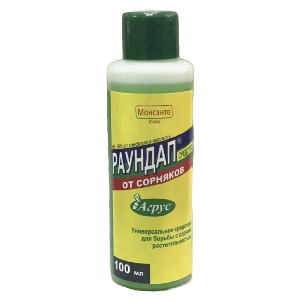 Средство Раундап сплошного действия от сорняков, гербицид, глифосат 100 мл