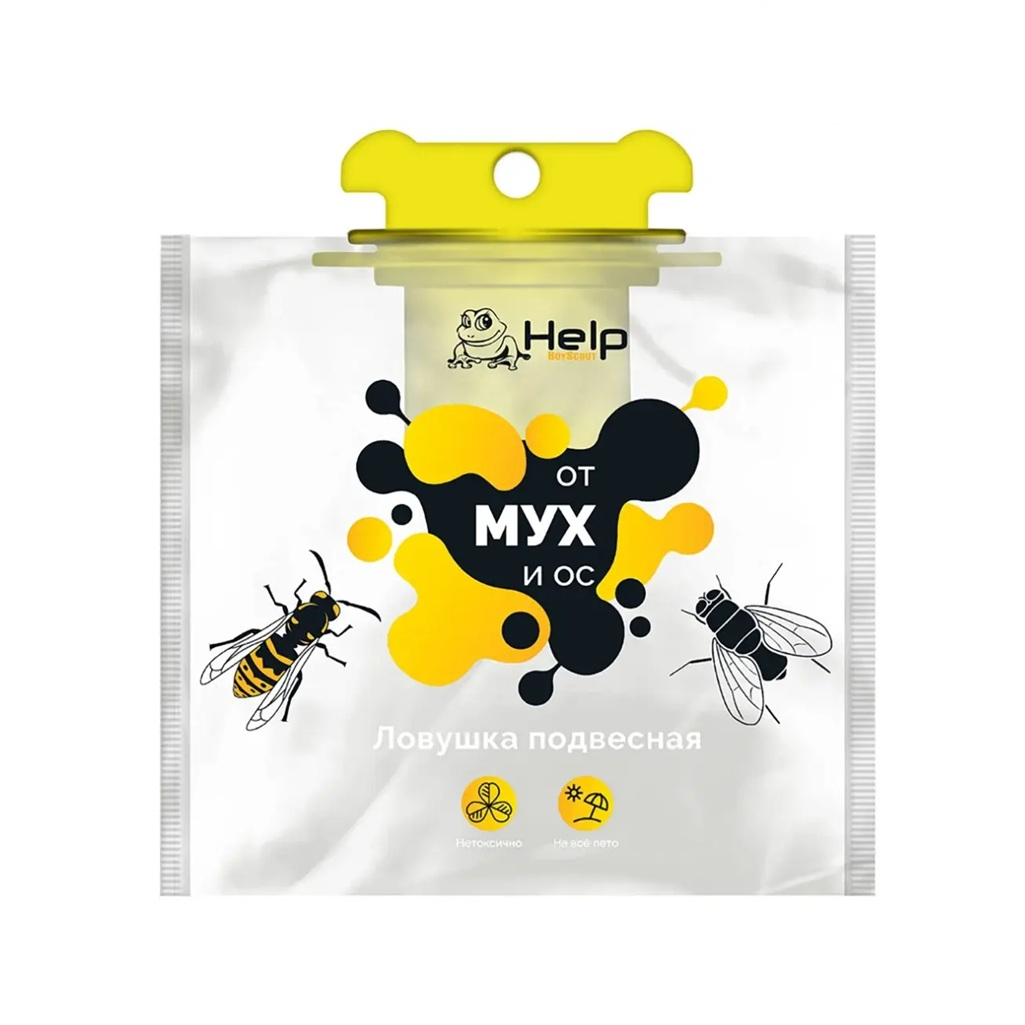 Ловушка подвесная Help от мух и ос, полипропилен, прозрачная 210х210 мм